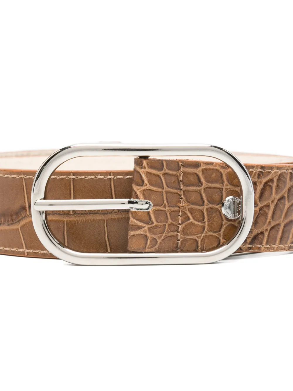  Herskind Crocodile-embossing Leather Belt - Brown 