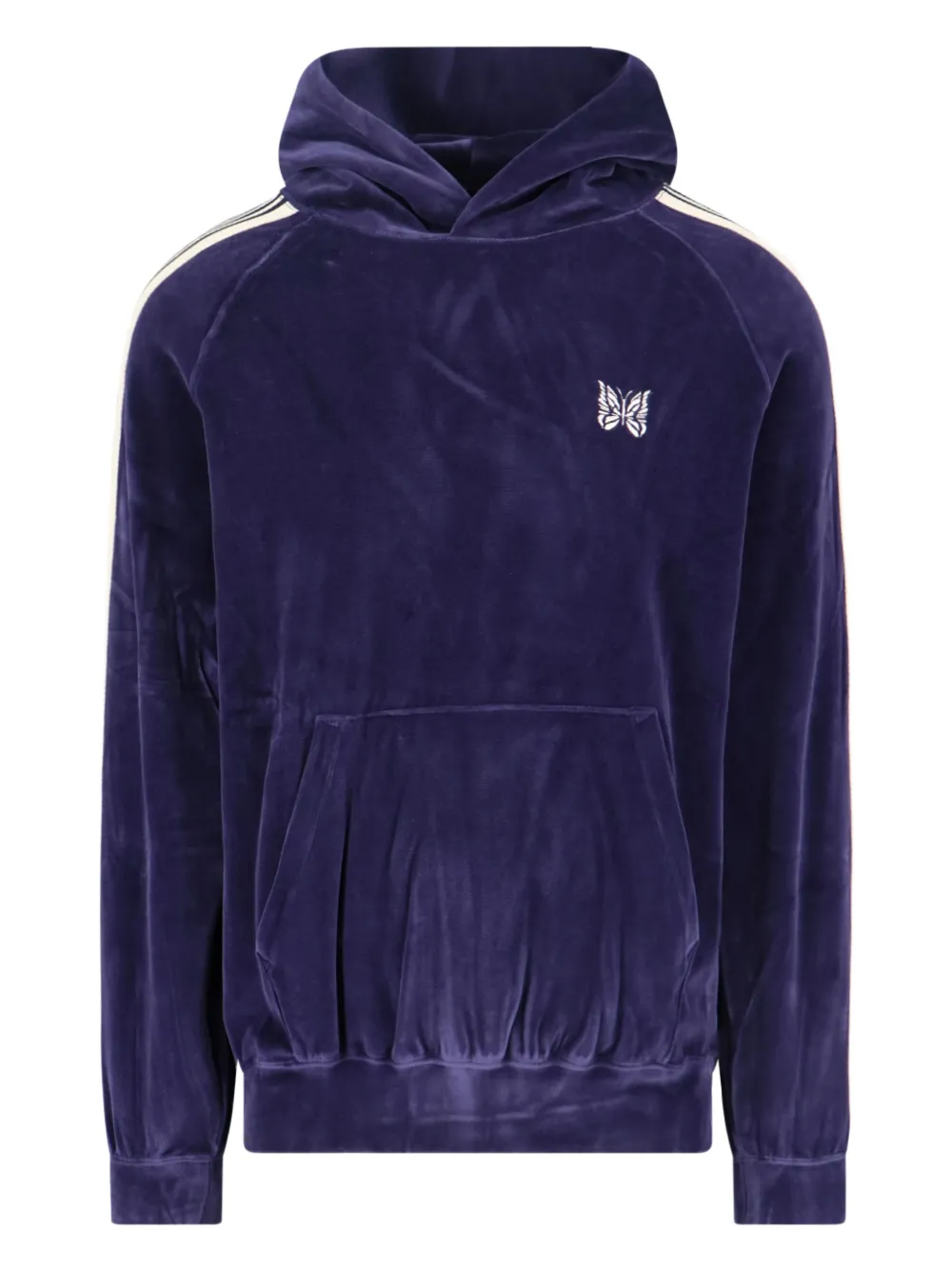 Needles logo-embroidered striped hoodie | Blue | Image 1