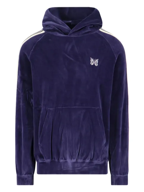 Needles logo-embroidered striped hoodie