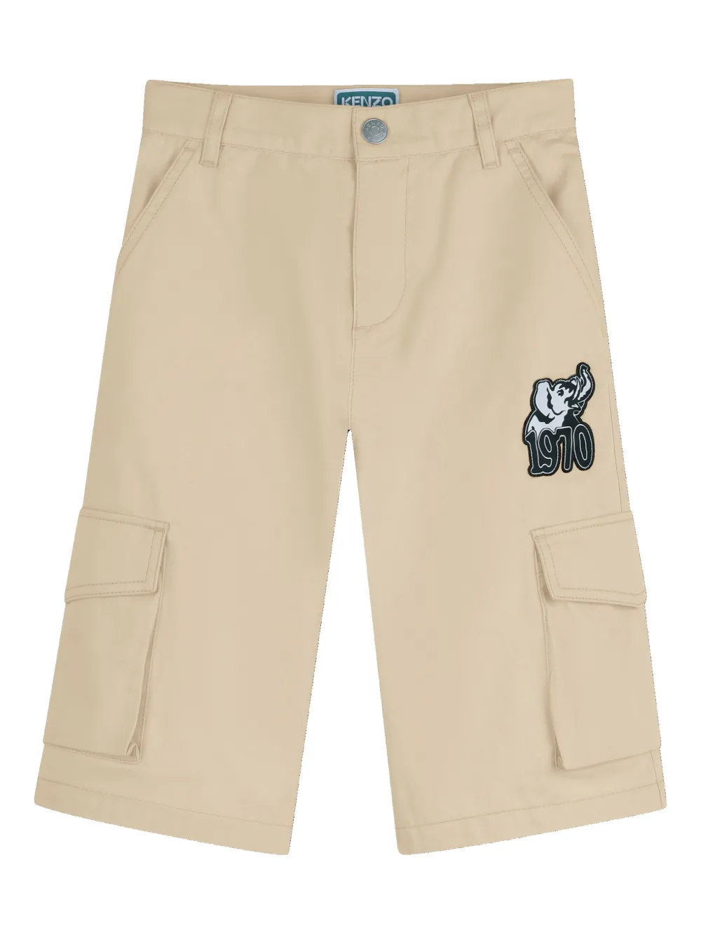 Kenzo Kids appliqué-detail cargo shorts - Neutrals