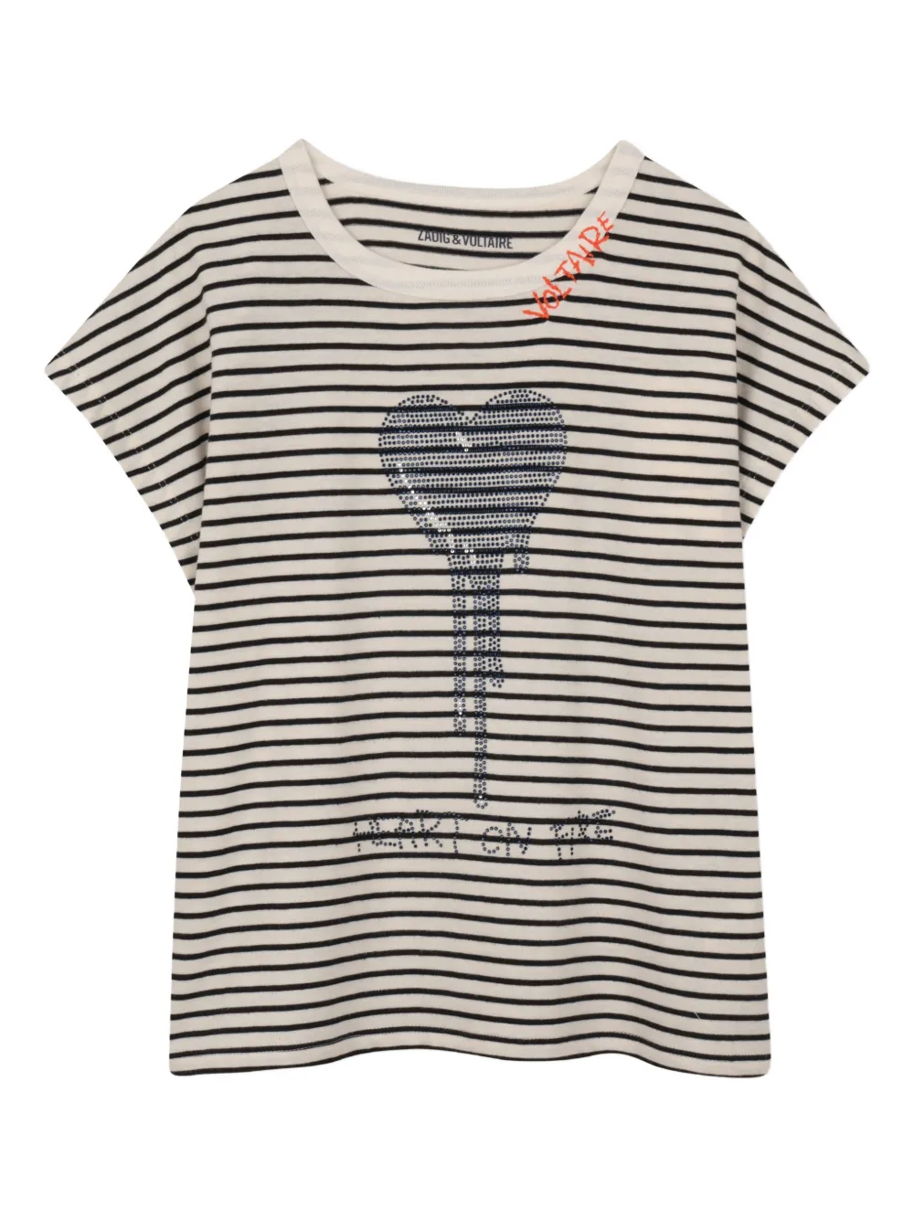 Zadig & Voltaire Kids T-shirt a righe con decorazione - Toni neutri