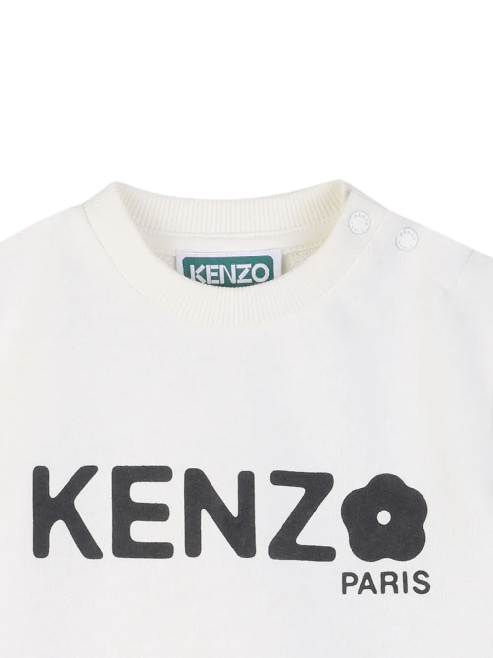 Kenzo Kids Jurk met logoprint en ruches Wit
