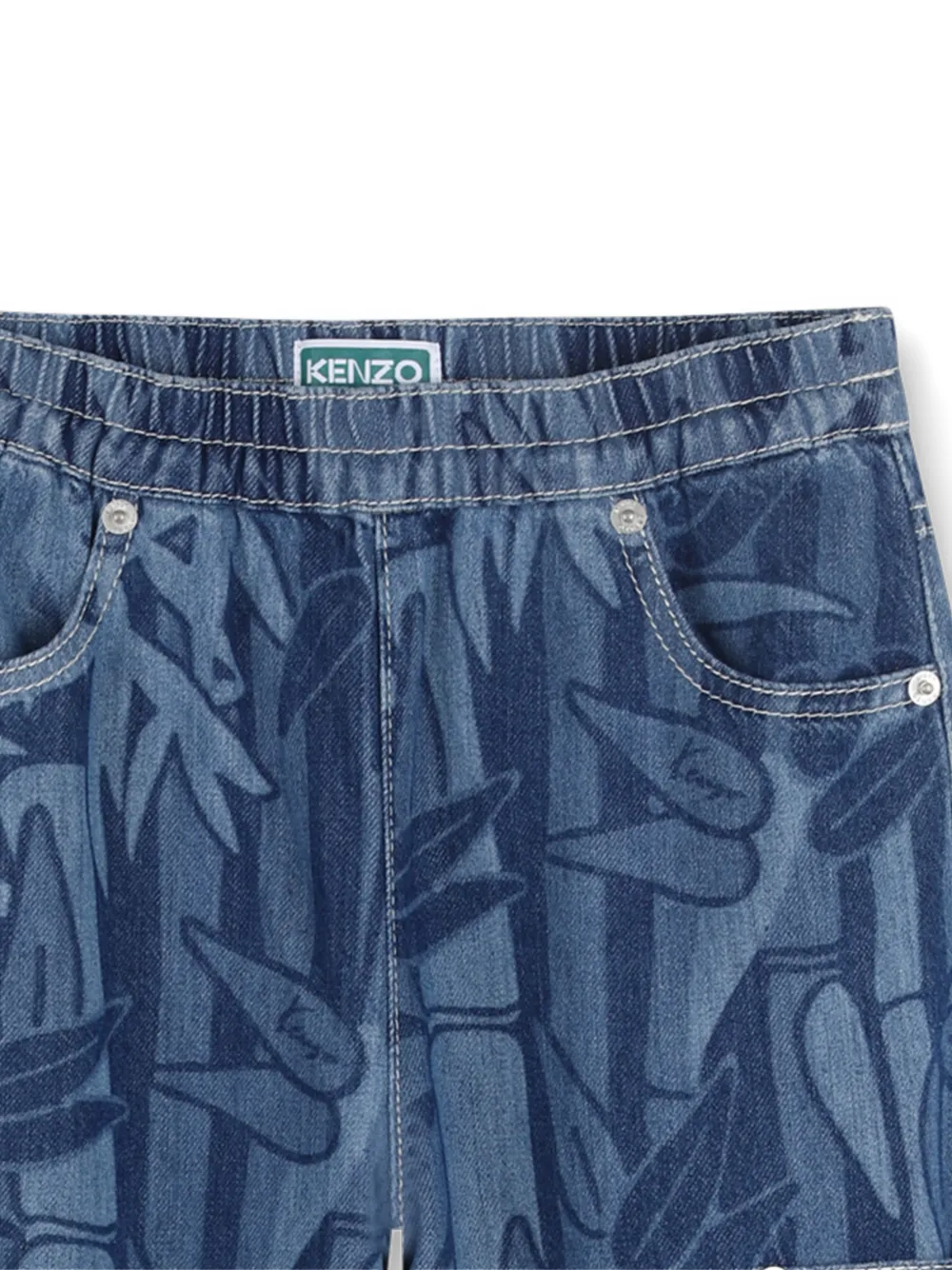 Kenzo Kids Broek met bamboe print Blauw