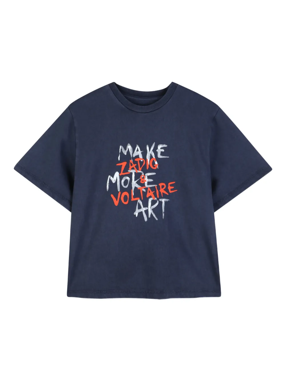 Zadig & Voltaire Kids print-detail crew neck T-shirt - Blu