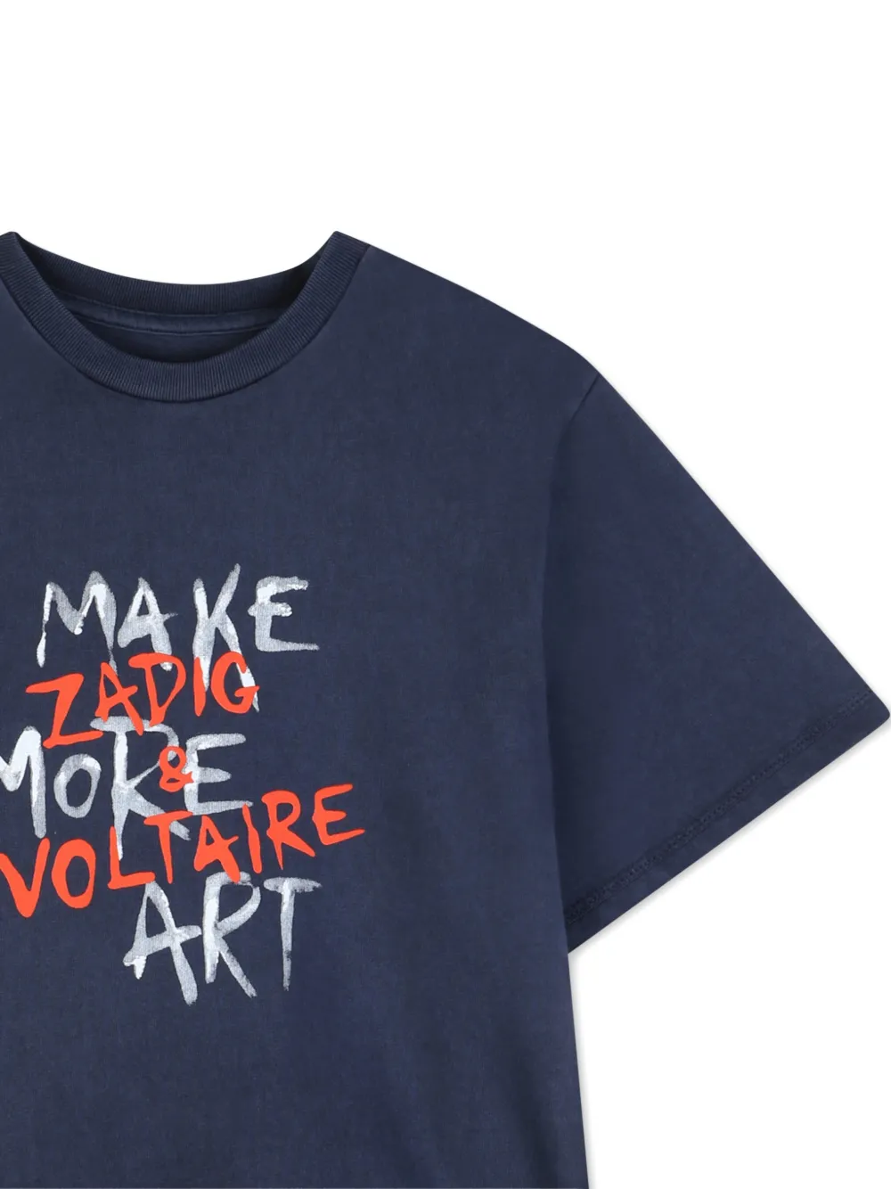 Zadig & Voltaire Kids T-shirt met ronde hals en printdetail Blauw