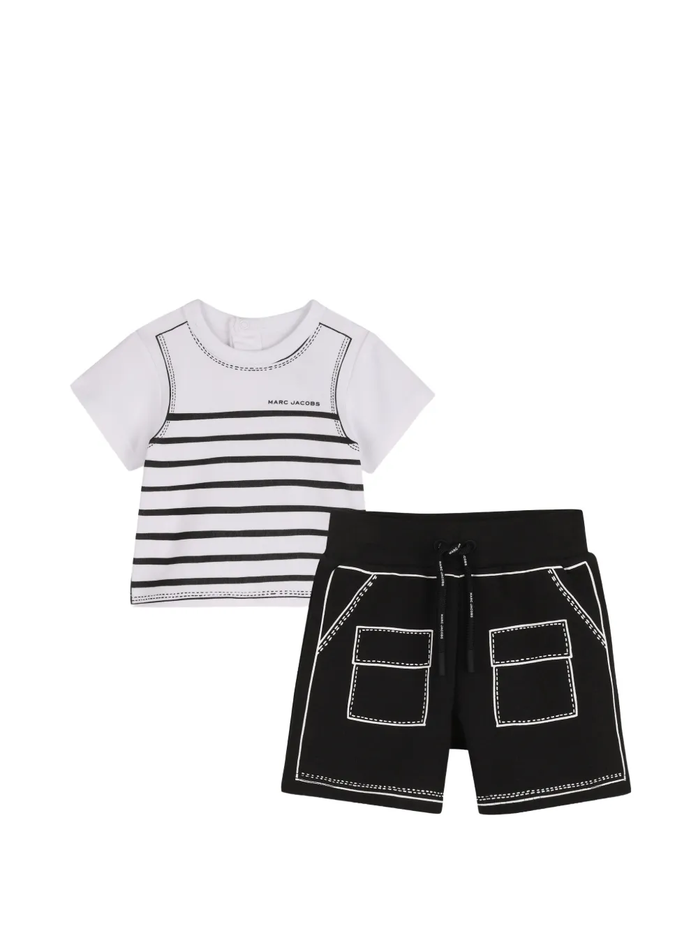 Marc Jacobs Babies' Striped-print Shorts Set In Black
