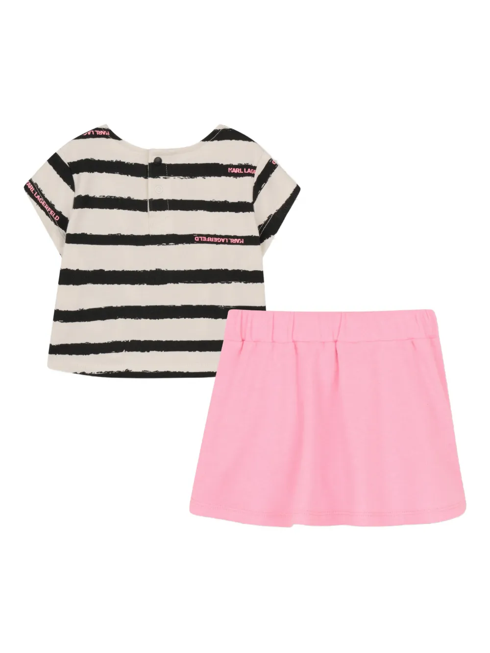 Karl Lagerfeld Kids Ikon Choupette gestreepte rok set - Roze