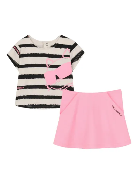 Karl Lagerfeld Kids Ikon Choupette striped skirt set 