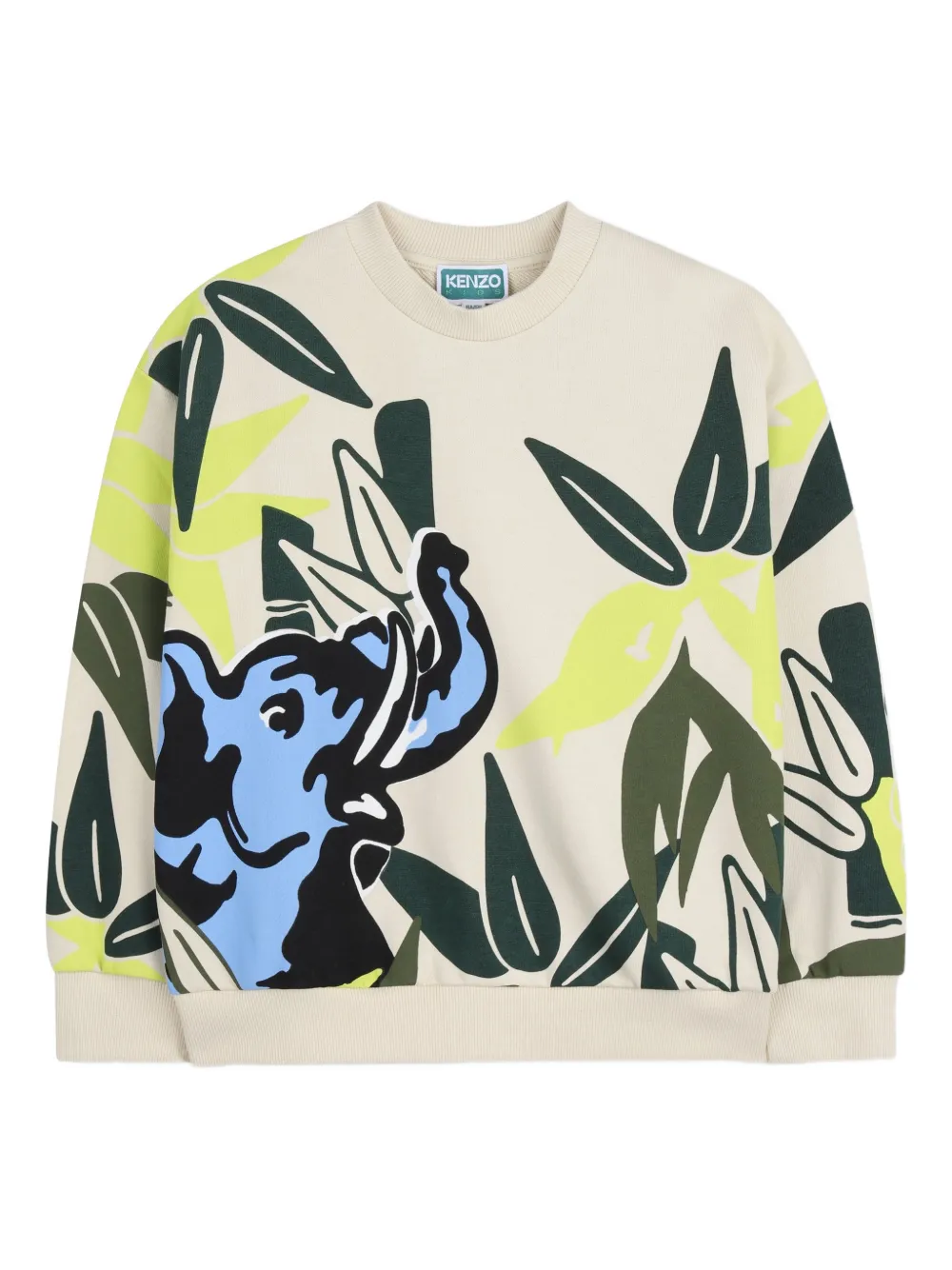 Kenzo Kids elephant-motif floral sweatshirt - Toni neutri