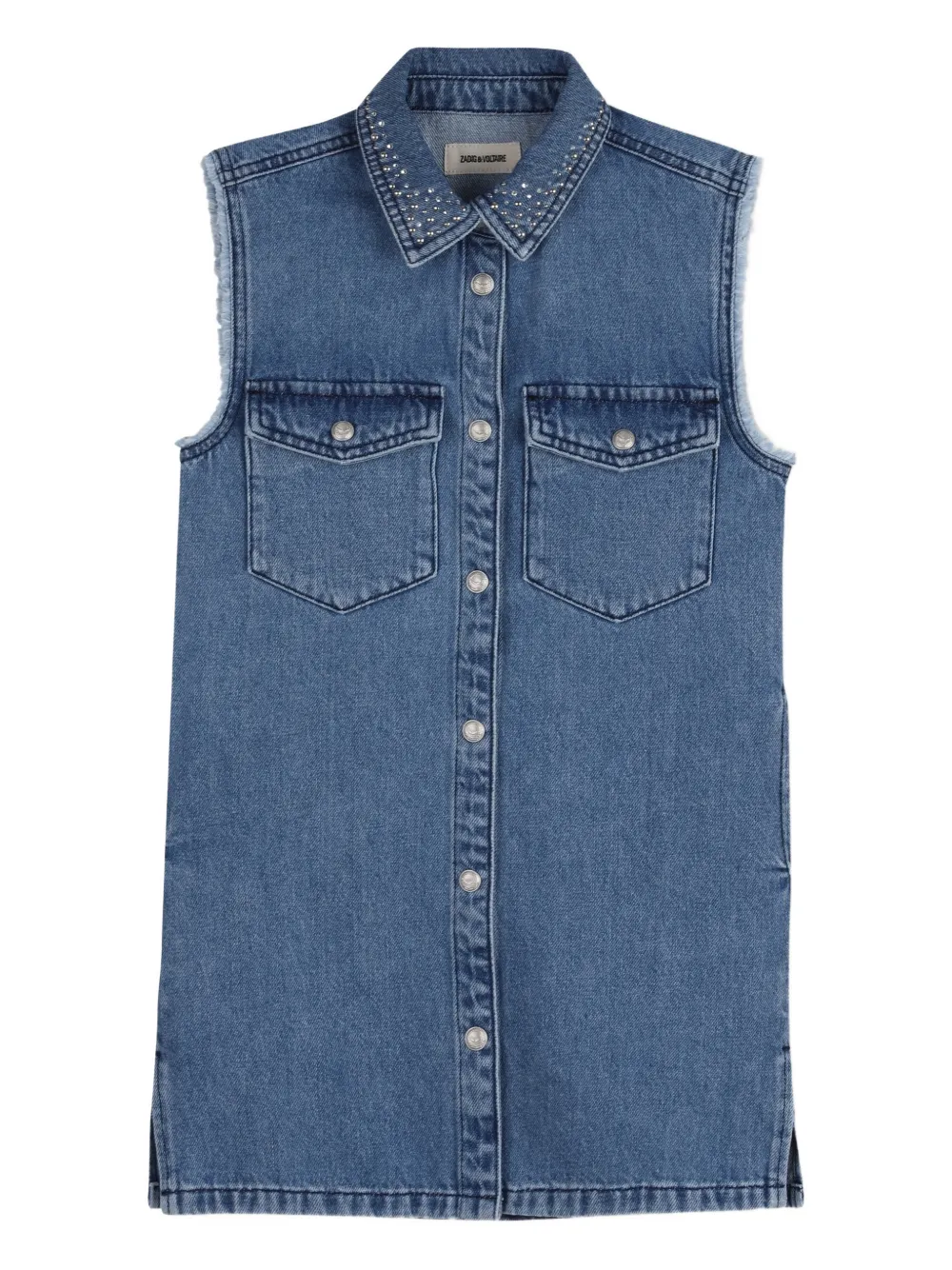Zadig & Voltaire Kids button-fastening studded dress - Blau