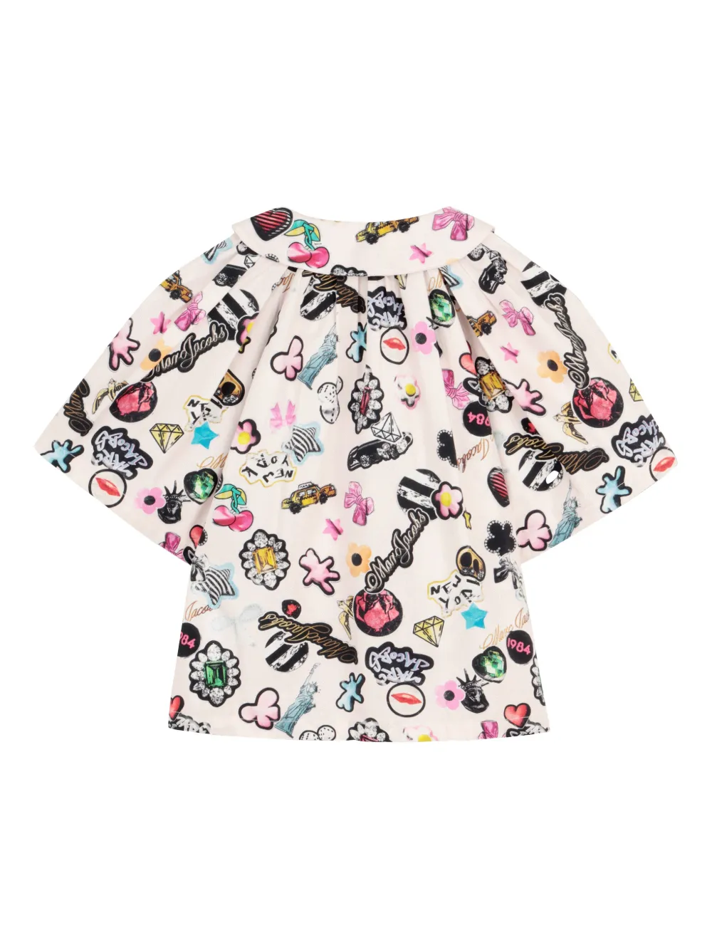 Marc Jacobs Kids Shirt met Peter Pan kraag en print Beige