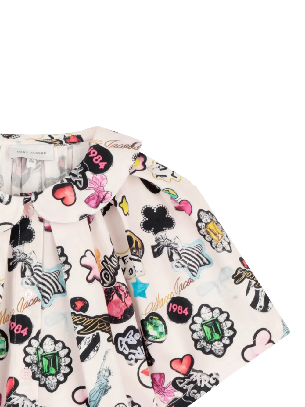 Marc Jacobs Kids Shirt met Peter Pan kraag en print Beige
