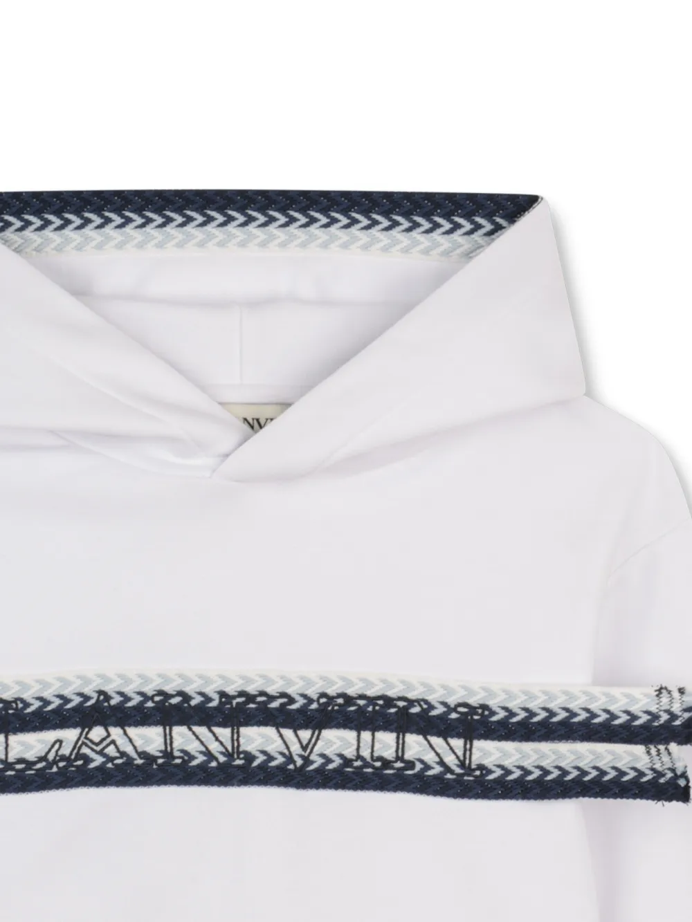  Lanvin Enfant Logo Stripe Hoodie - White 
