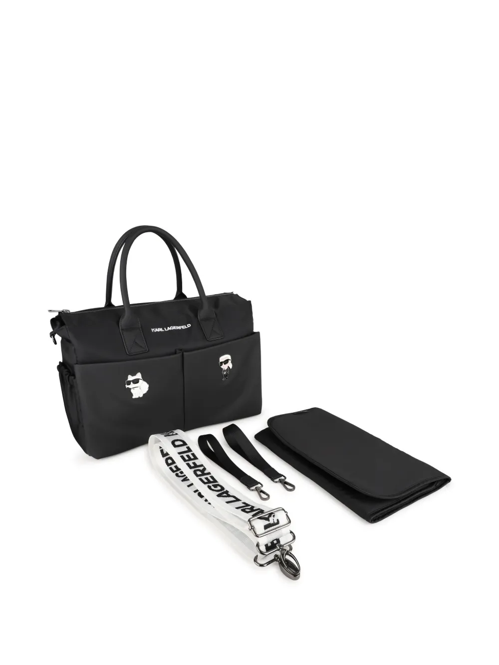 Karl Lagerfeld Kids Luiertas met logo-band en applicatie Zwart