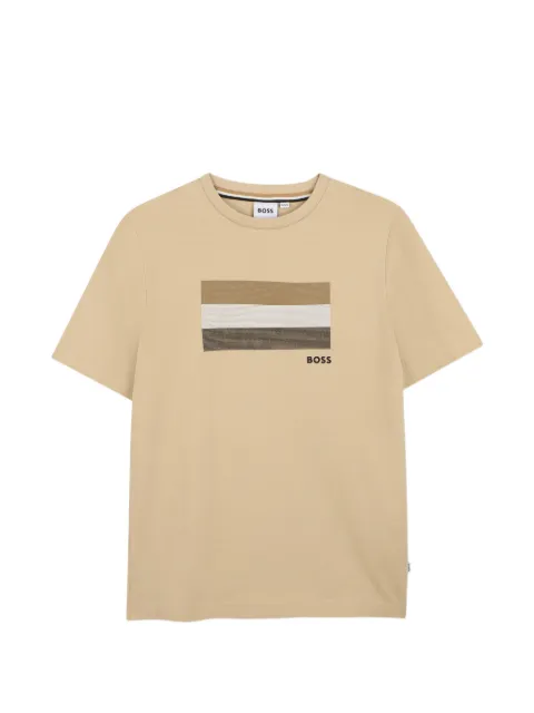 BOSS Kidswear playera con cuello redondo y rayas estampadas
