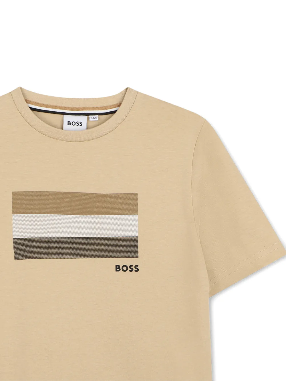BOSS Kidswear Gestreept T-shirt met ronde hals Beige
