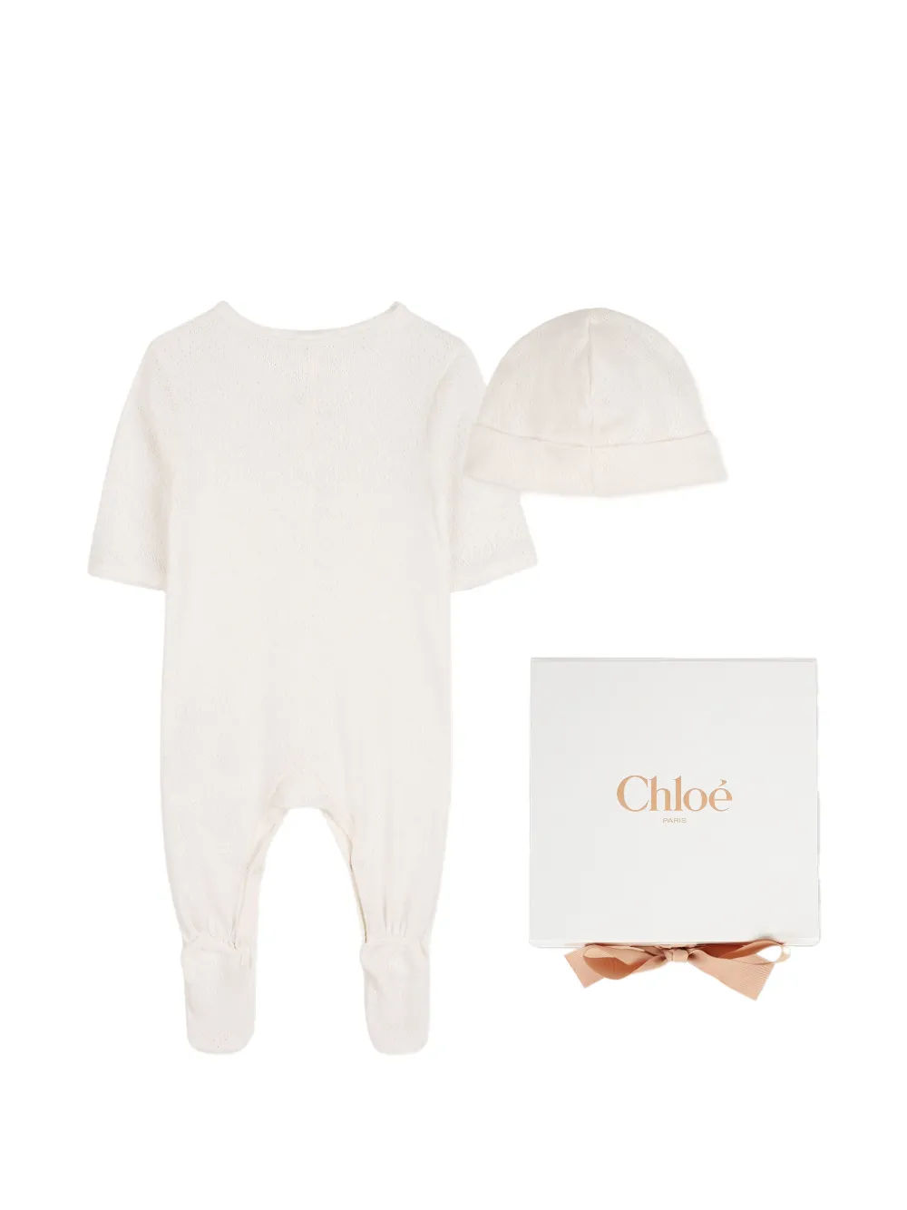 Chloé Kids Babypakje met geborduurd logo Beige