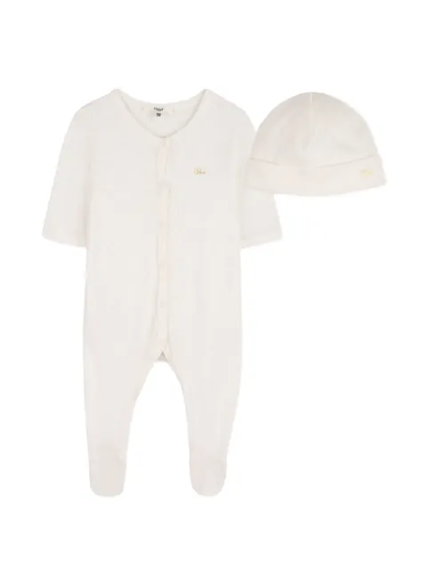 Chloé Kids logo embroidery babygrow hat
