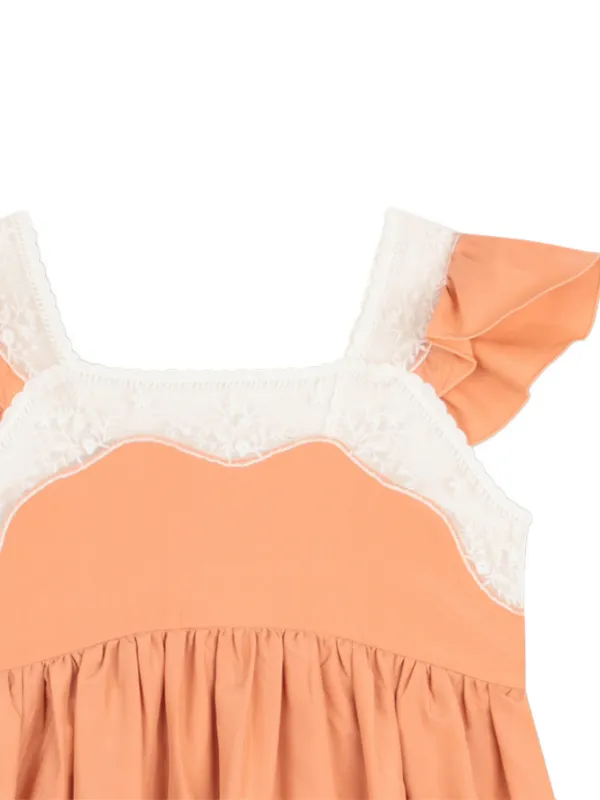 Chloé Kids ラッフルトリム ワンピース | オレンジ | FARFETCH JP