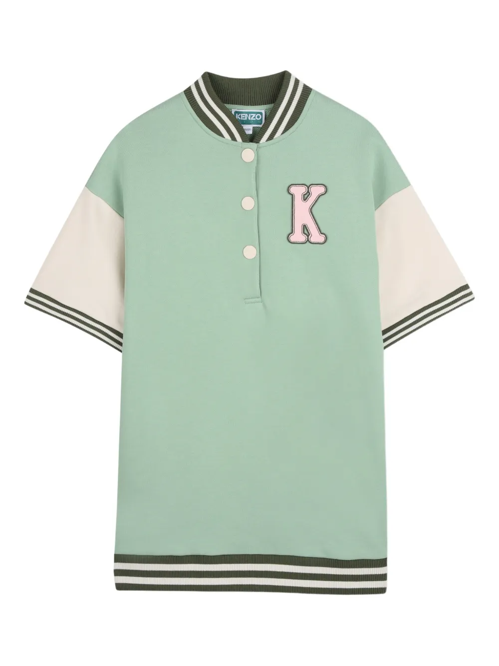 Kenzo Kids striped-trims appliqué casual dress - Green