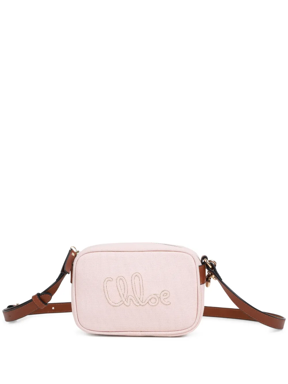 Chloé Kids logo-embroidered shoulder bag - Rosa