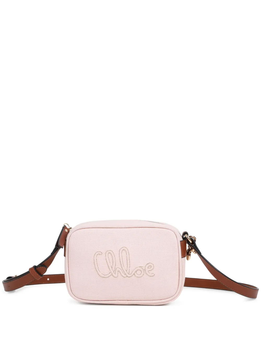 Chloé Kids logo-embroidered shoulder bag - Pink