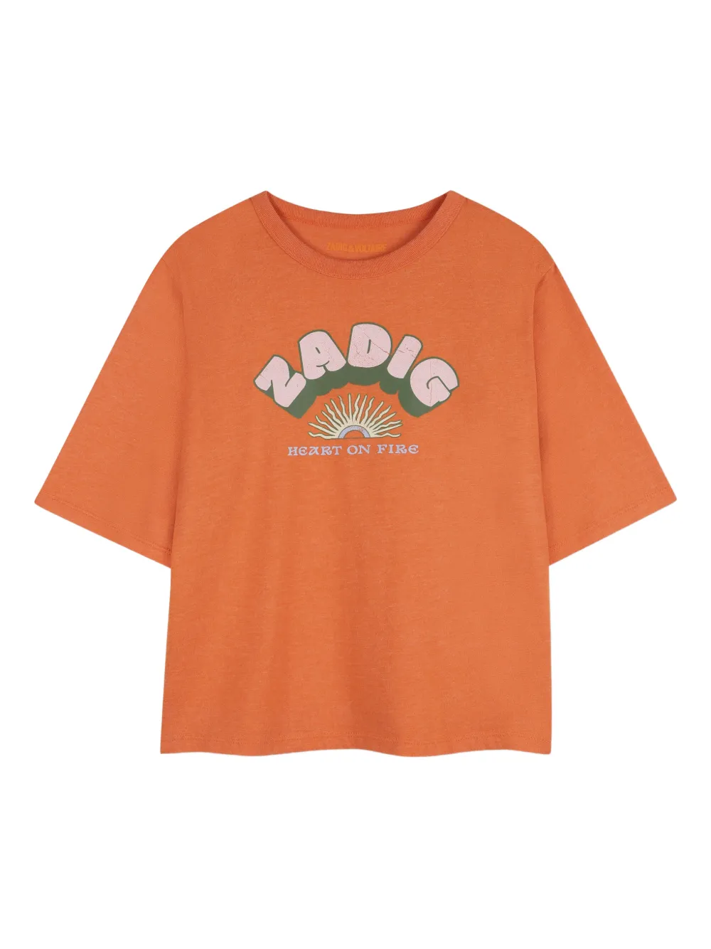 Zadig & Voltaire Kids T-shirt girocollo con stampa - Arancione