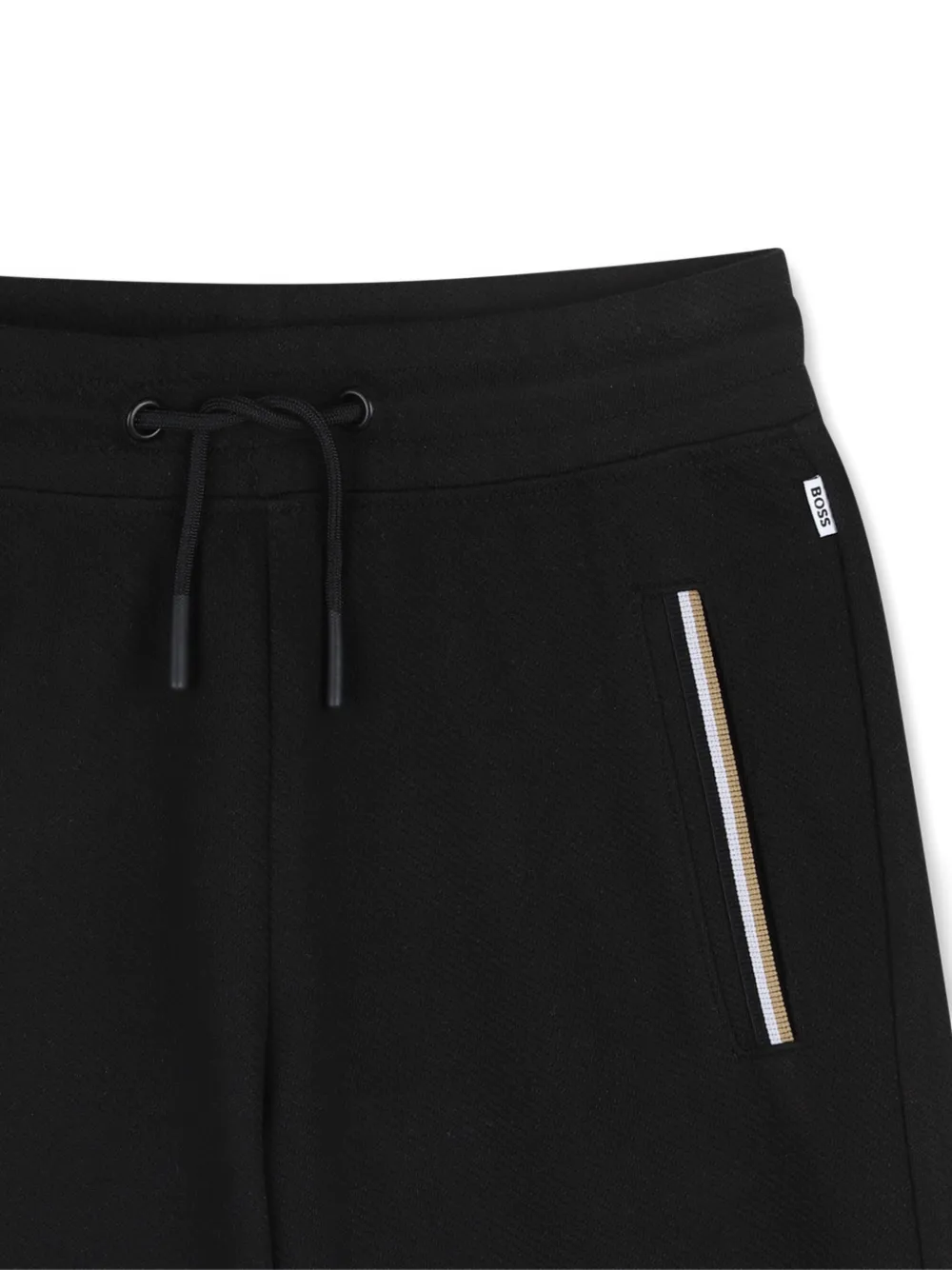  Boss Kidswear Drawstring Stripe-detail Shorts - Black 