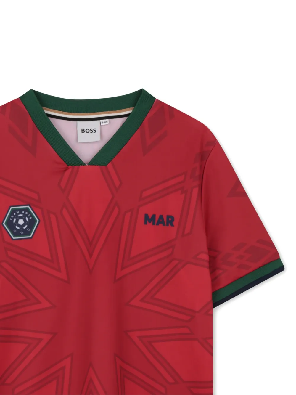 BOSS Kidswear T-shirt met sterrenprint en V-hals Rood