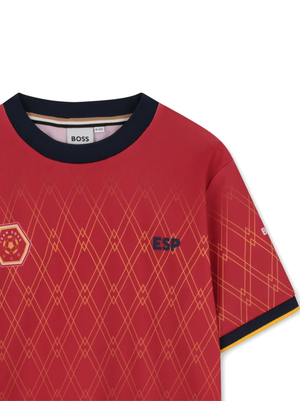 BOSS Kidswear T-shirt met diamantvormig patroon Rood
