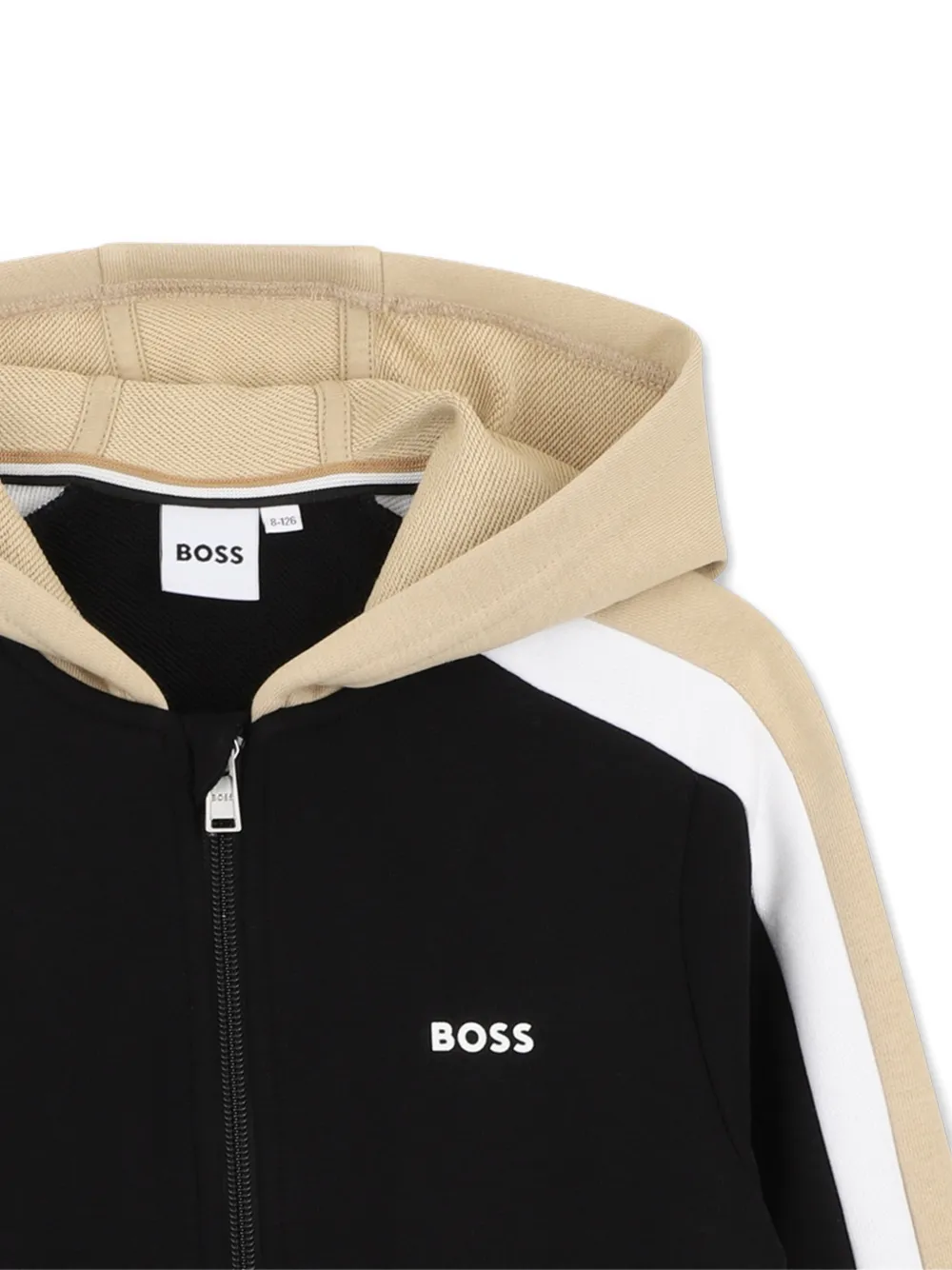 BOSS Kidswear Gestreepte top met capuchon Zwart