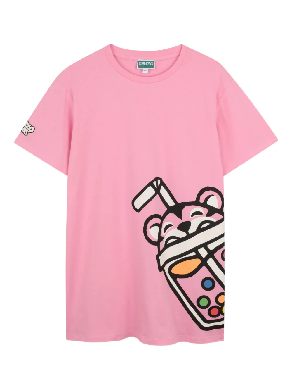 Kenzo Kids cartoon-print short-sleeve dress - Rosa