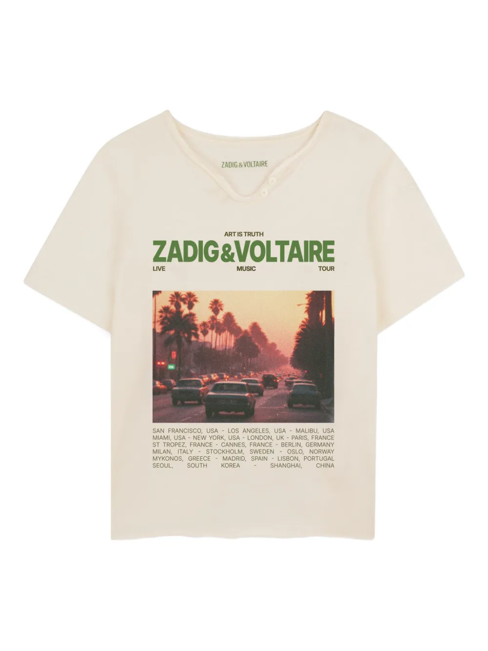 Zadig & Voltaire Kids button-detail T-shirt - Toni neutri