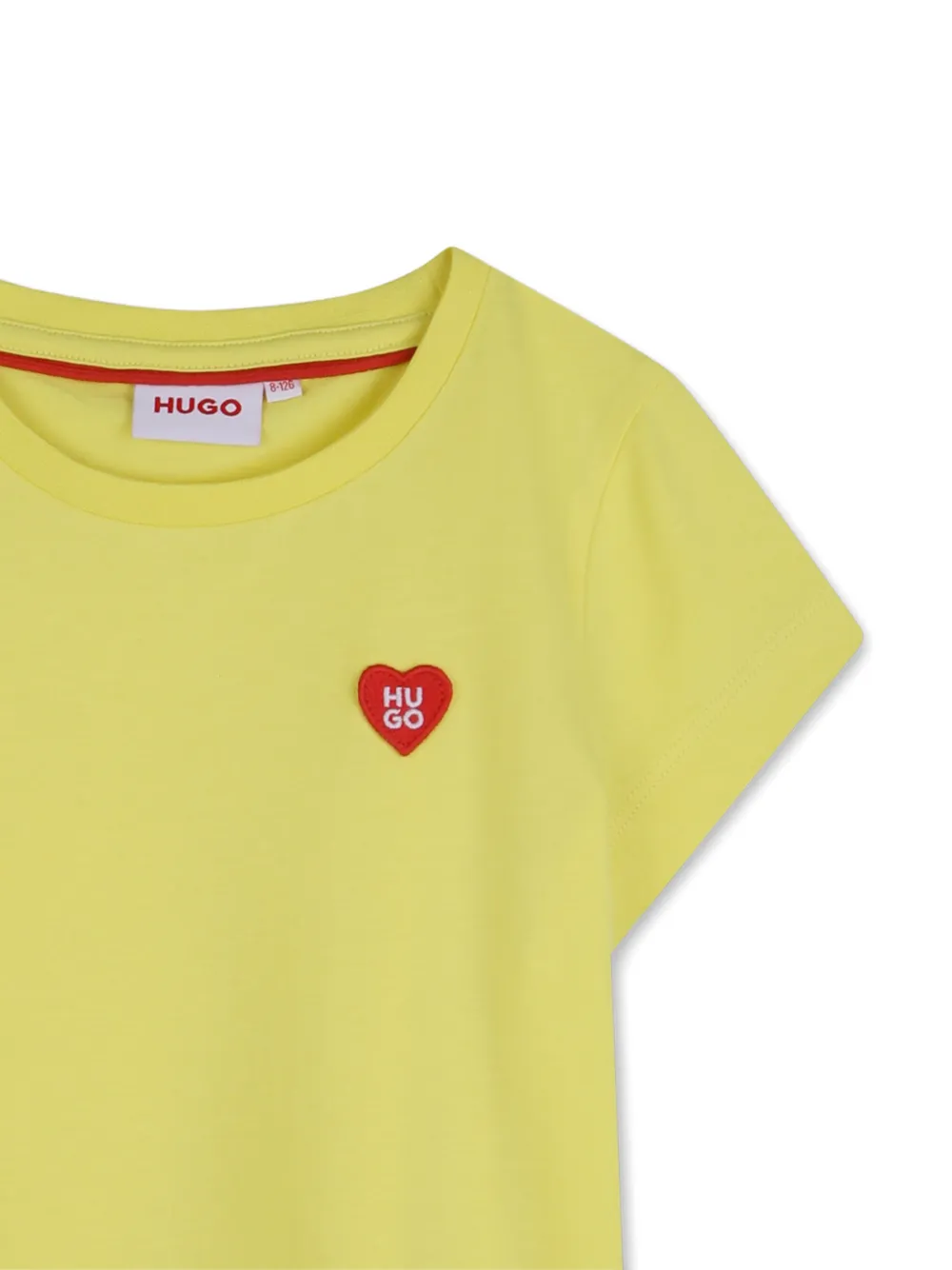 HUGO KIDS T-shirt met ronde hals en hartdetail Geel