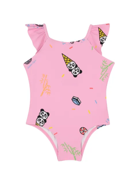 Kenzo Kids ruffled graphic-print swimsuit