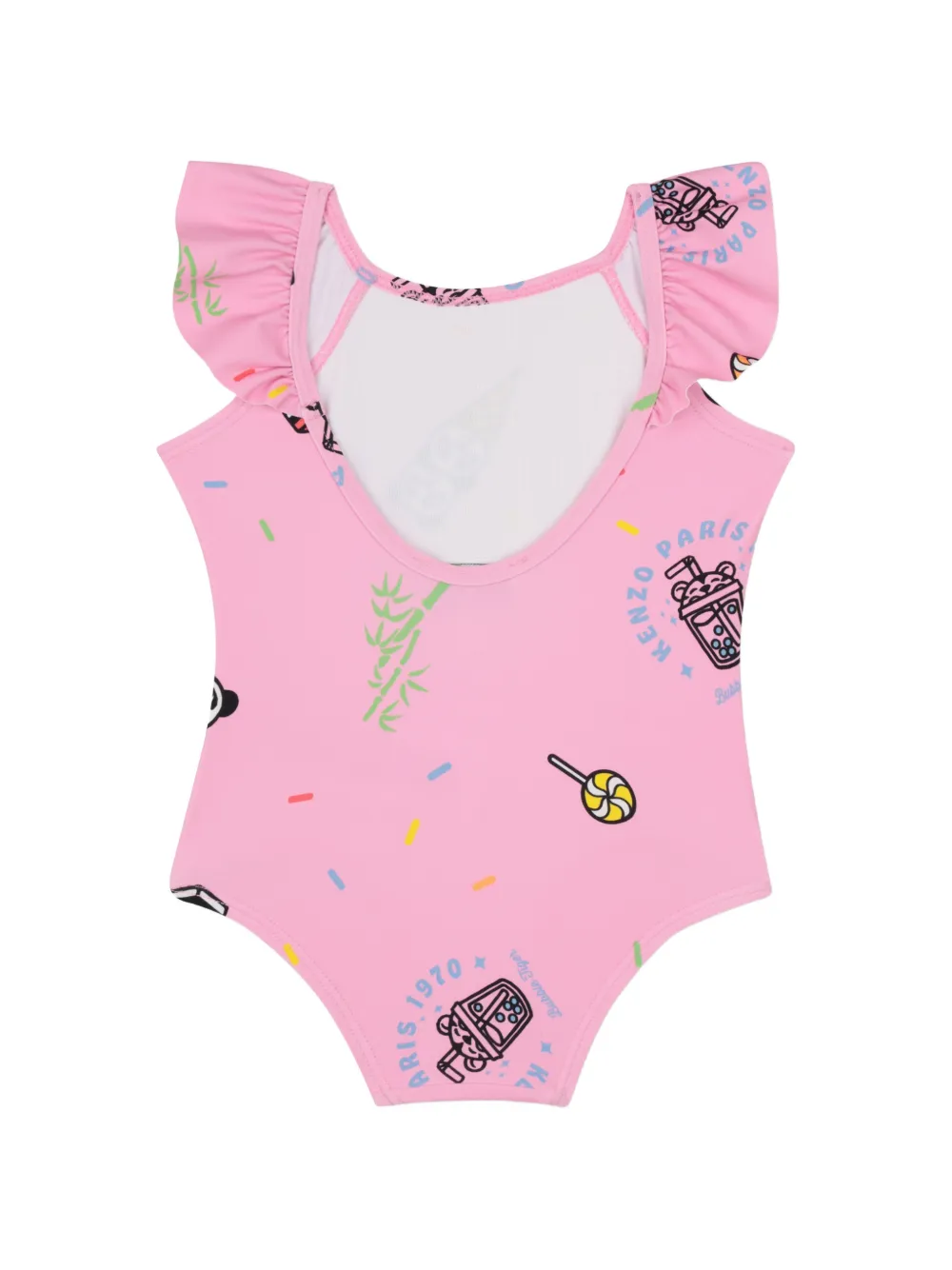  Kenzo Kids Ruffled Graphic-print Swimsuit - Pink 
