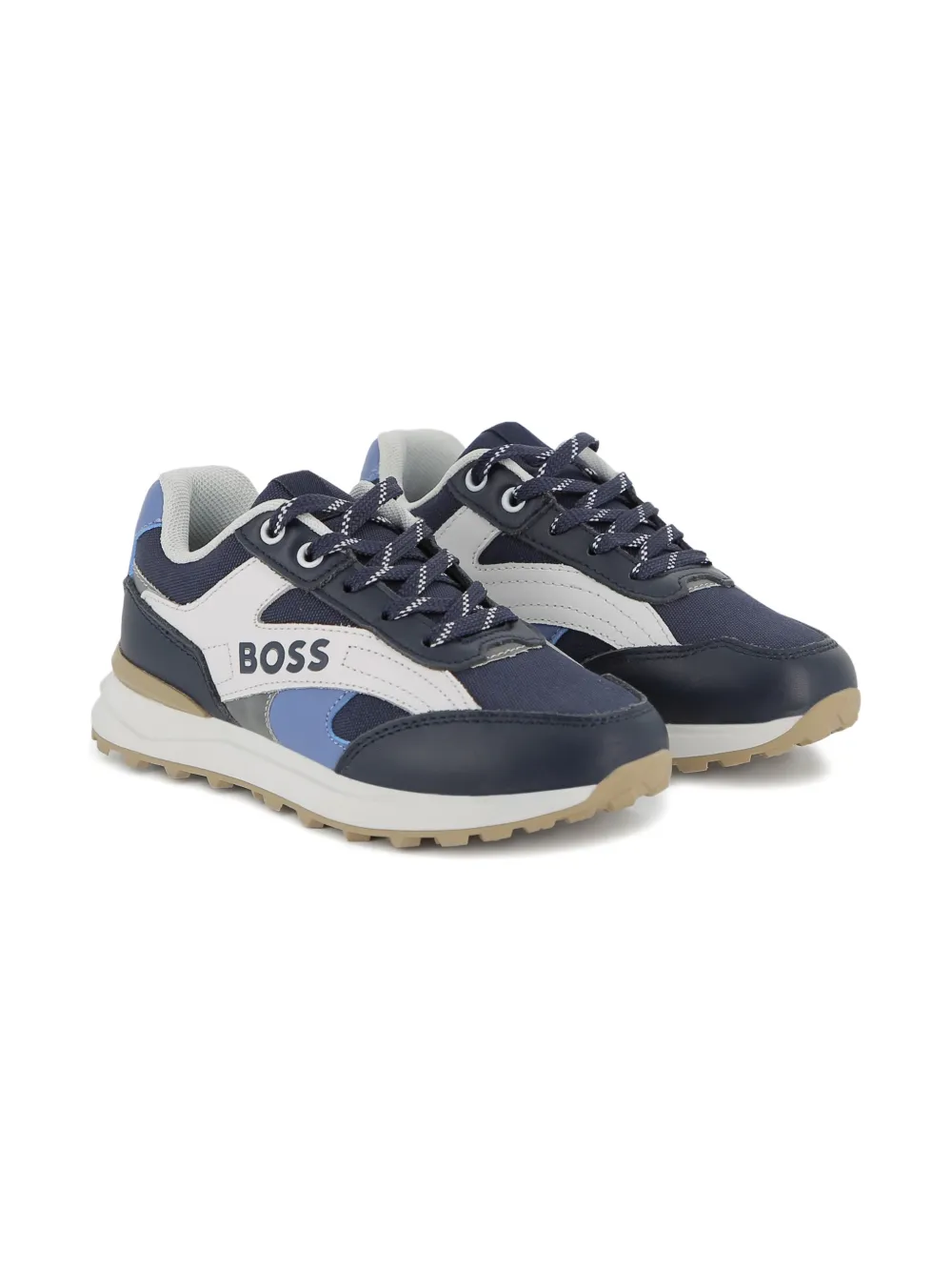 BOSS Kidswear Sneakers met logodetail Blauw