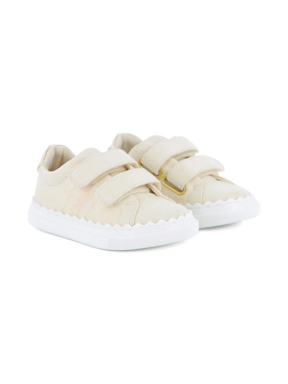Chloé Kids Sneakers mit gewellten Riemen - Nude