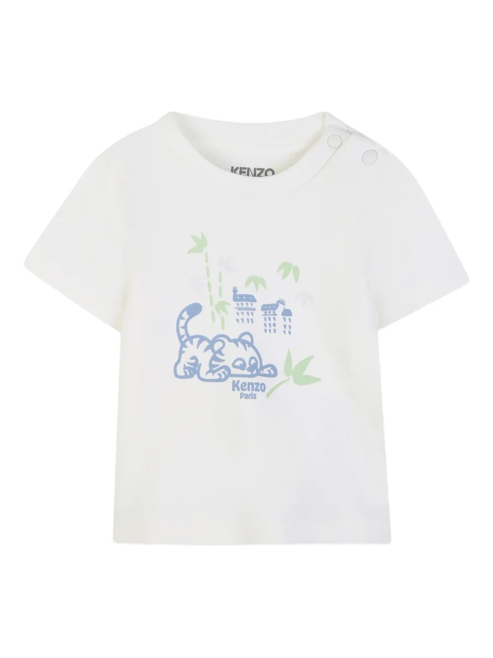 Kenzo Kids Broek en T-shirt met tijgerprint Wit