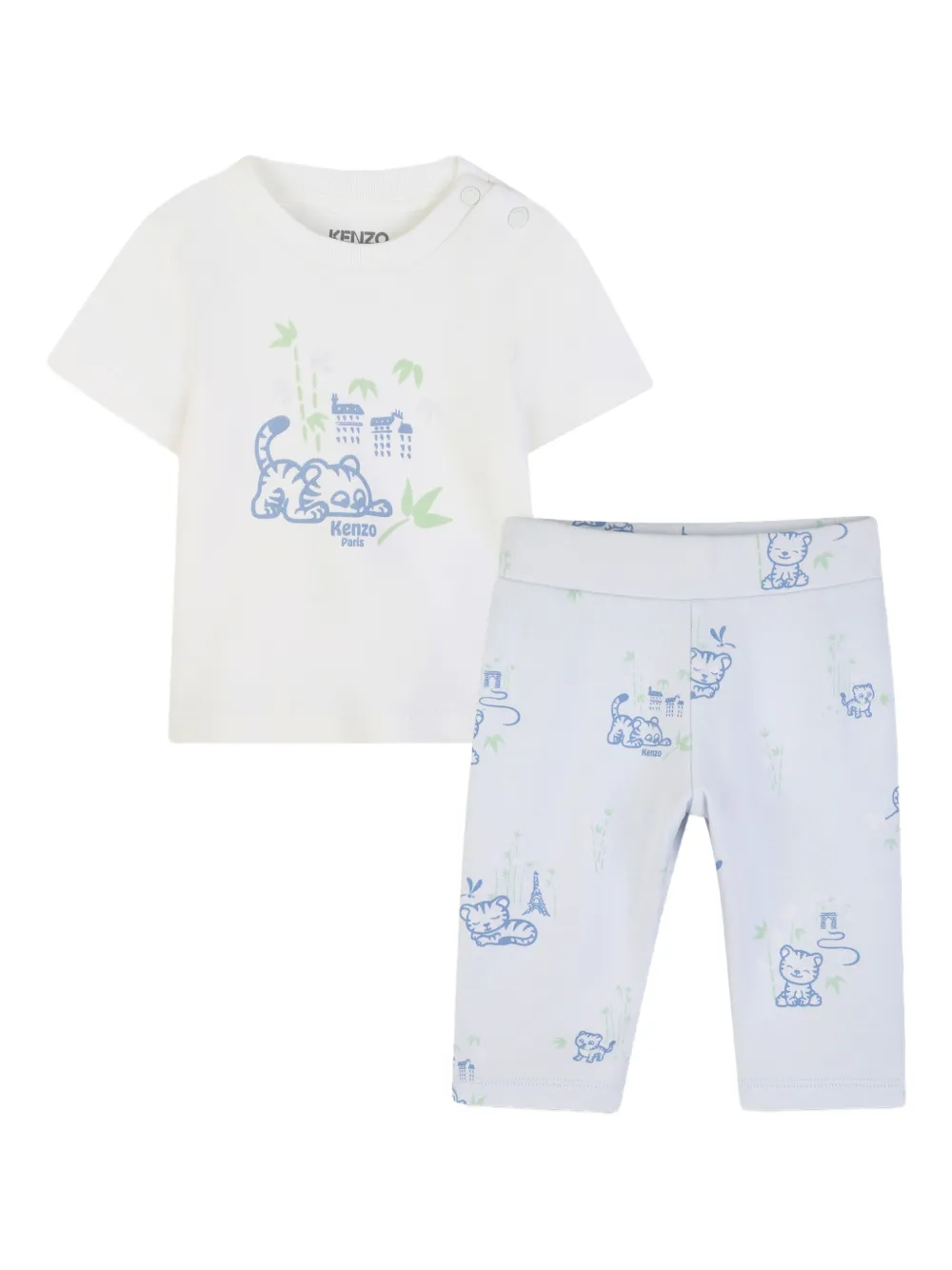 Kenzo Kids tiger-graphic trousers and T-shirt set - Weiß