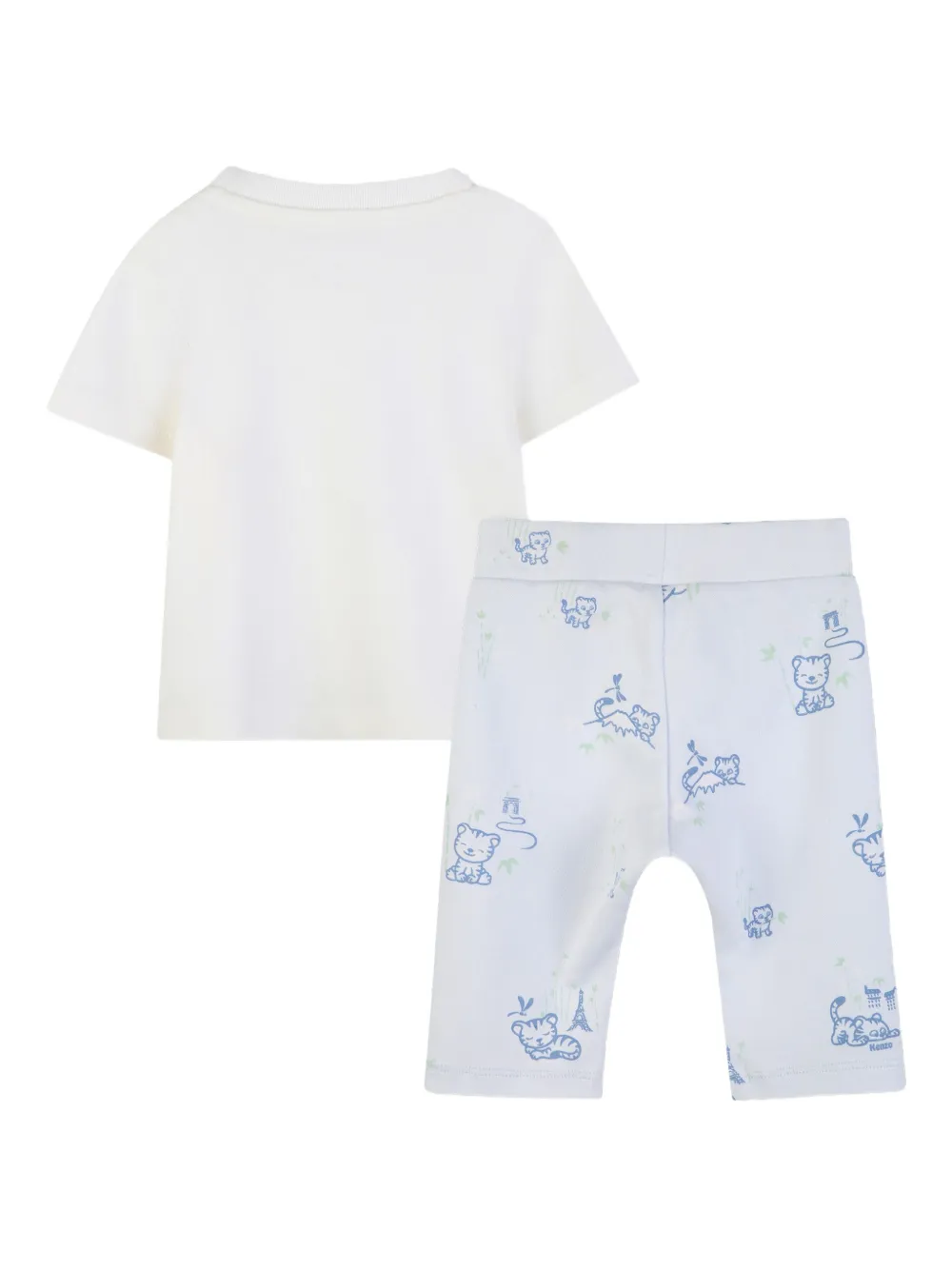 Kenzo Kids Broek en T-shirt met tijgerprint Wit