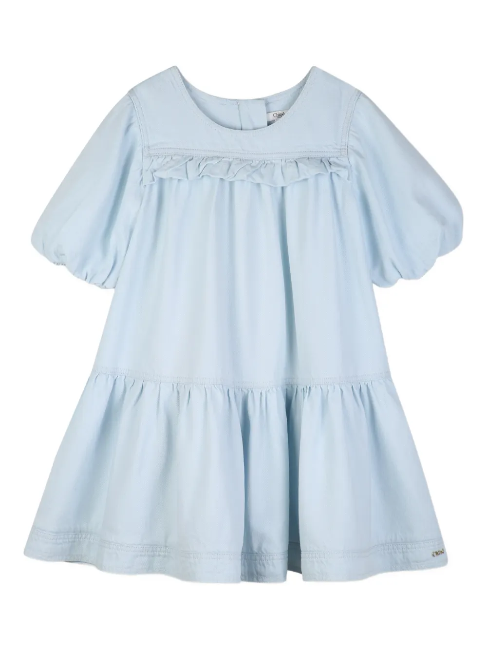 Chloé Kids ruffled cotton dress - Blue