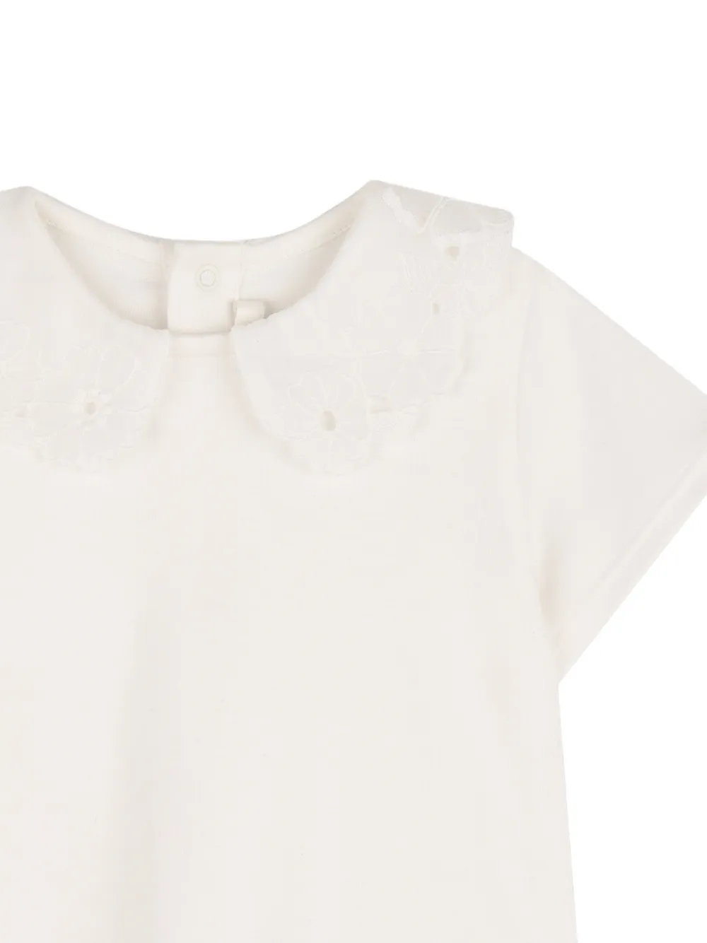  Chloé Kids Lace-collar Top - White 