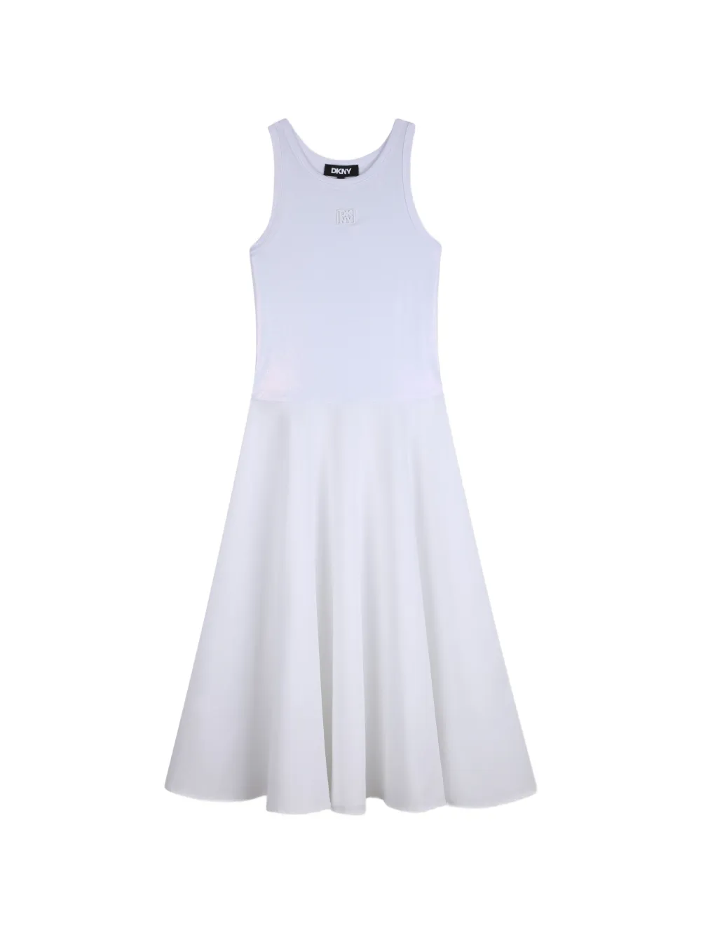 Dkny Kids logo-embroidery flared dress - Bianco