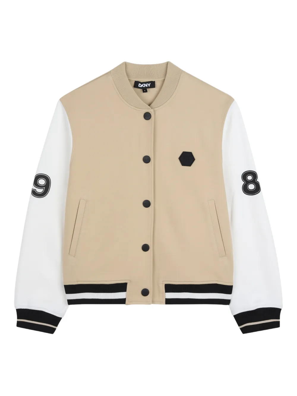 Dkny Kids number-appliqué bomber jacket - Toni neutri