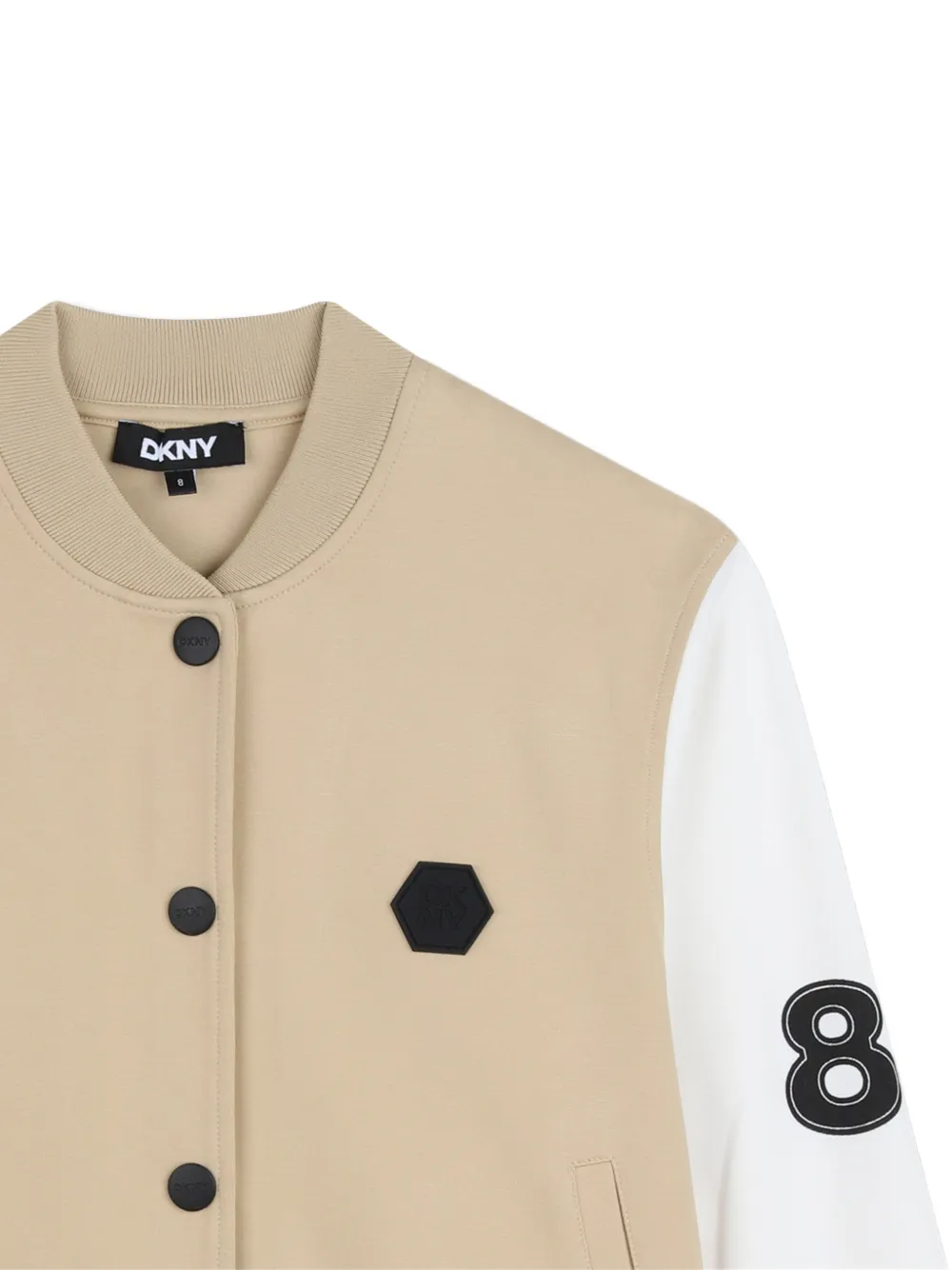  Dkny Kids Number-appliqué Bomber Jacket - Neutrals 