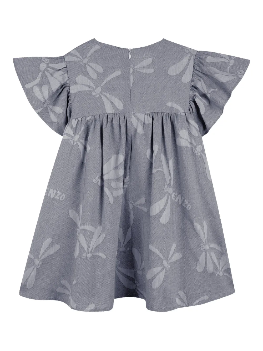 Kenzo Kids Jurk met ruches en libelle Grijs