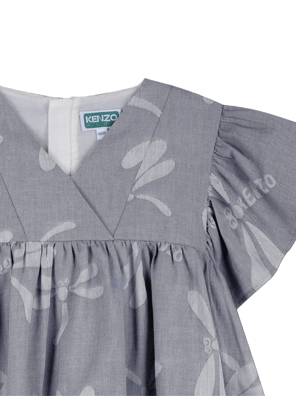 Kenzo Kids Jurk met ruches en libelle Grijs