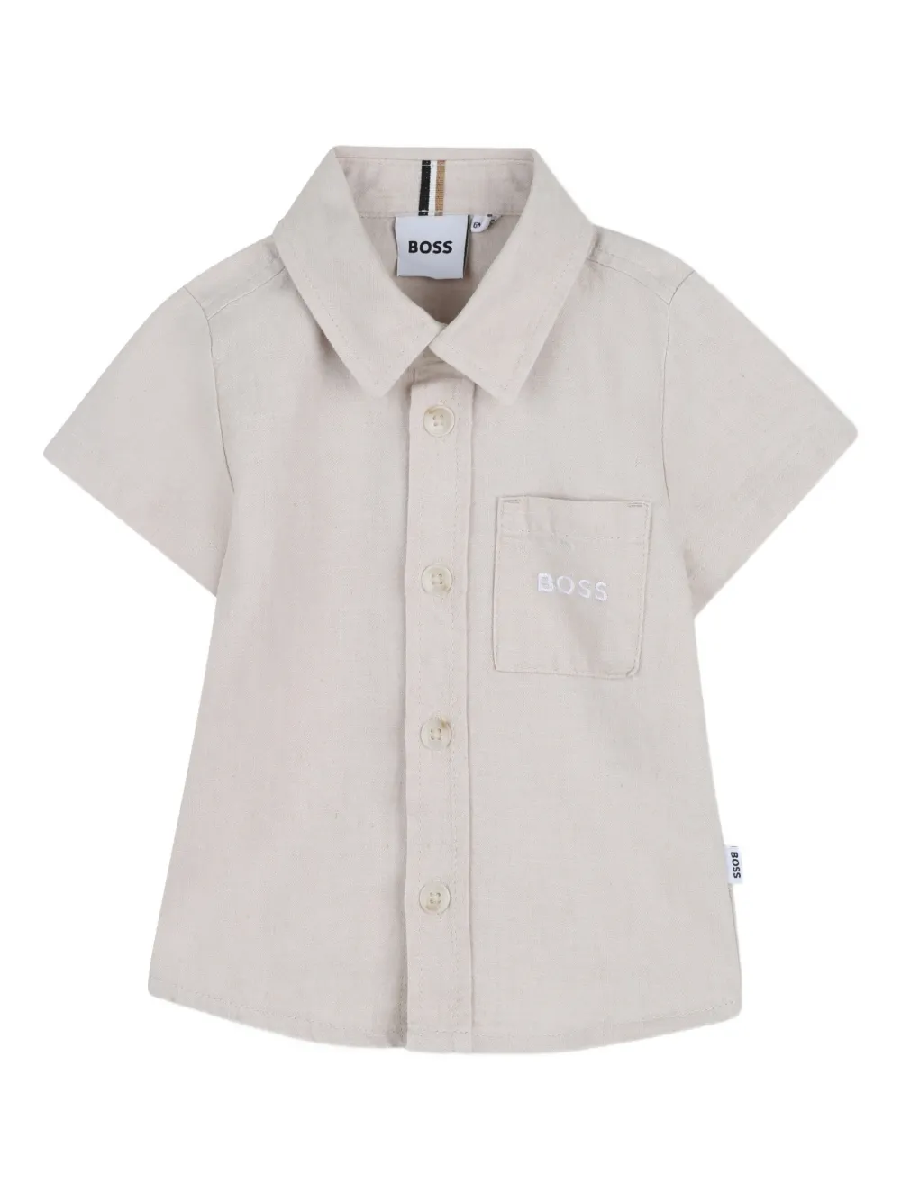BOSS Kidswear Camicia a maniche corte con taschino - Toni neutri