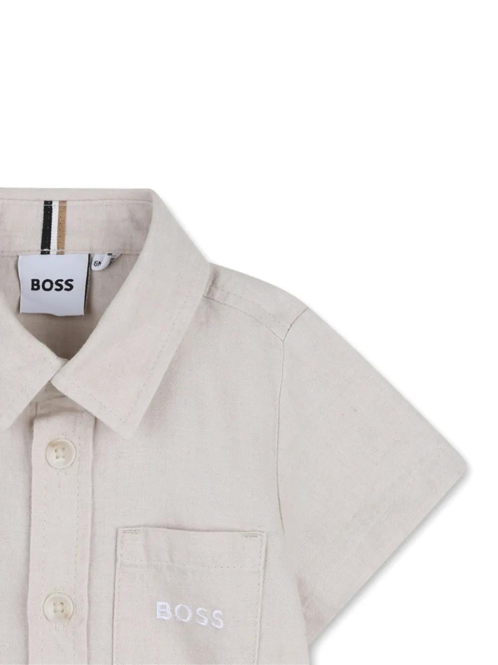 BOSS Kidswear Shirt met borstzak Beige